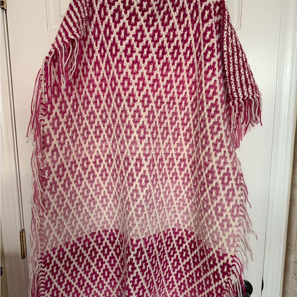 Magenta and White Handmade Throw/Baby Blanket